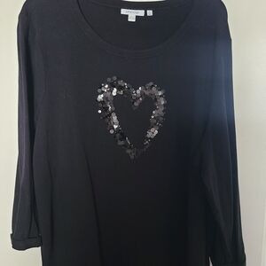 Chico's Black Sequin Heart Top